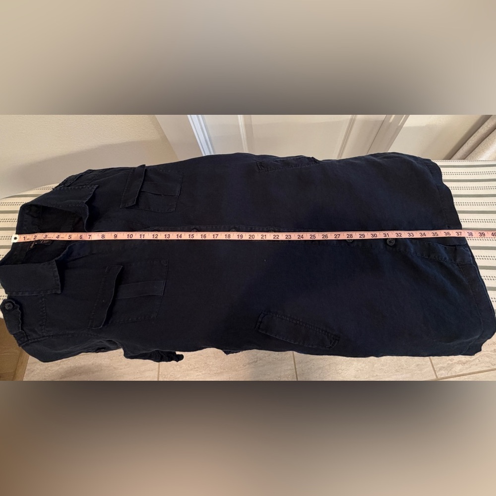 Banana Republic Classic Navy Linen Shirt Dress with Waist Tie - Picture 9 of 9